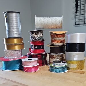🎀 Huge Multi-Texture Ribbon Bundle - Solids, Glitters & Holiday! 🎀